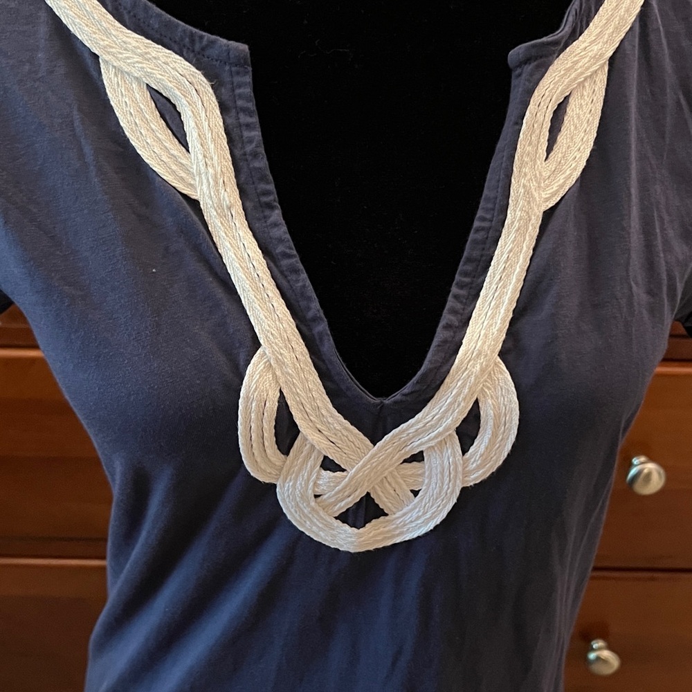 Lily Pulitzer Brewster Navy Dress with Cream Rope Detail